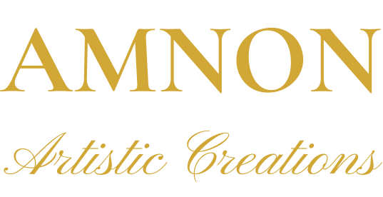 AMNON Artistic Creations logo in gold lettering on black