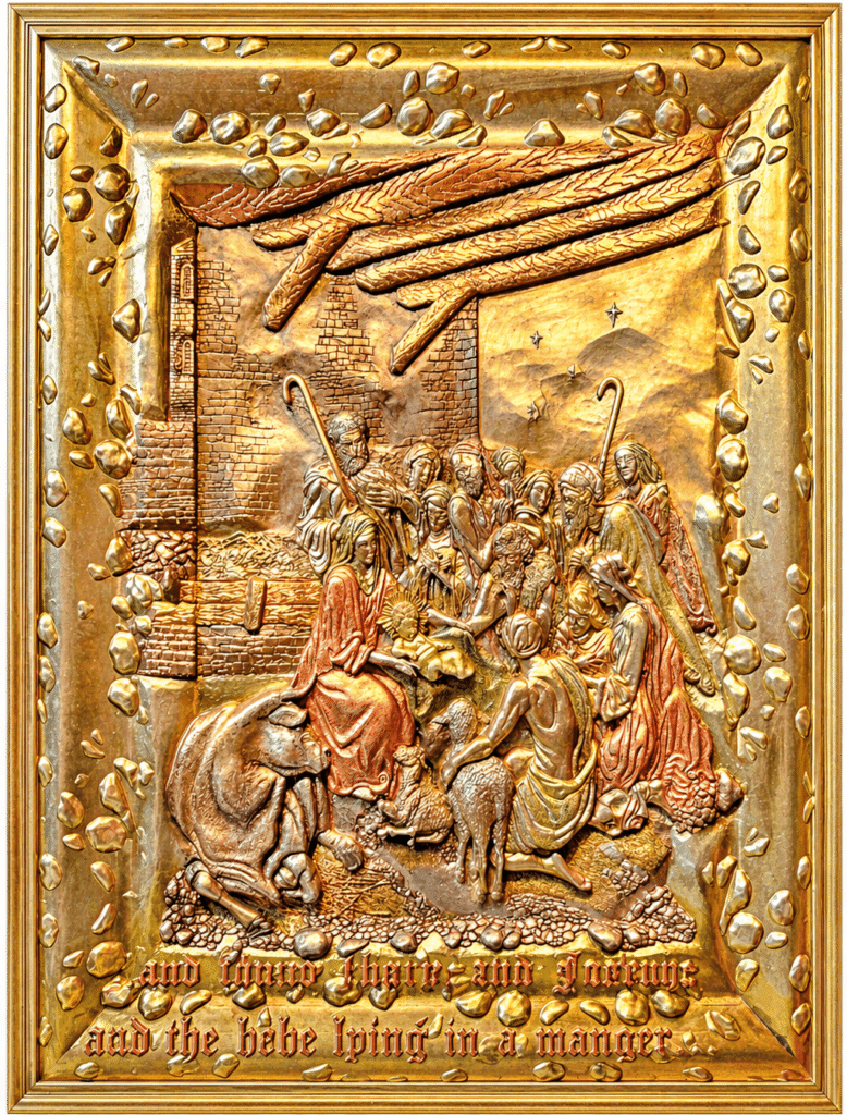 The Nativity — Metallic Version by Amnon Moalem, Carved wood and cast-epoxy