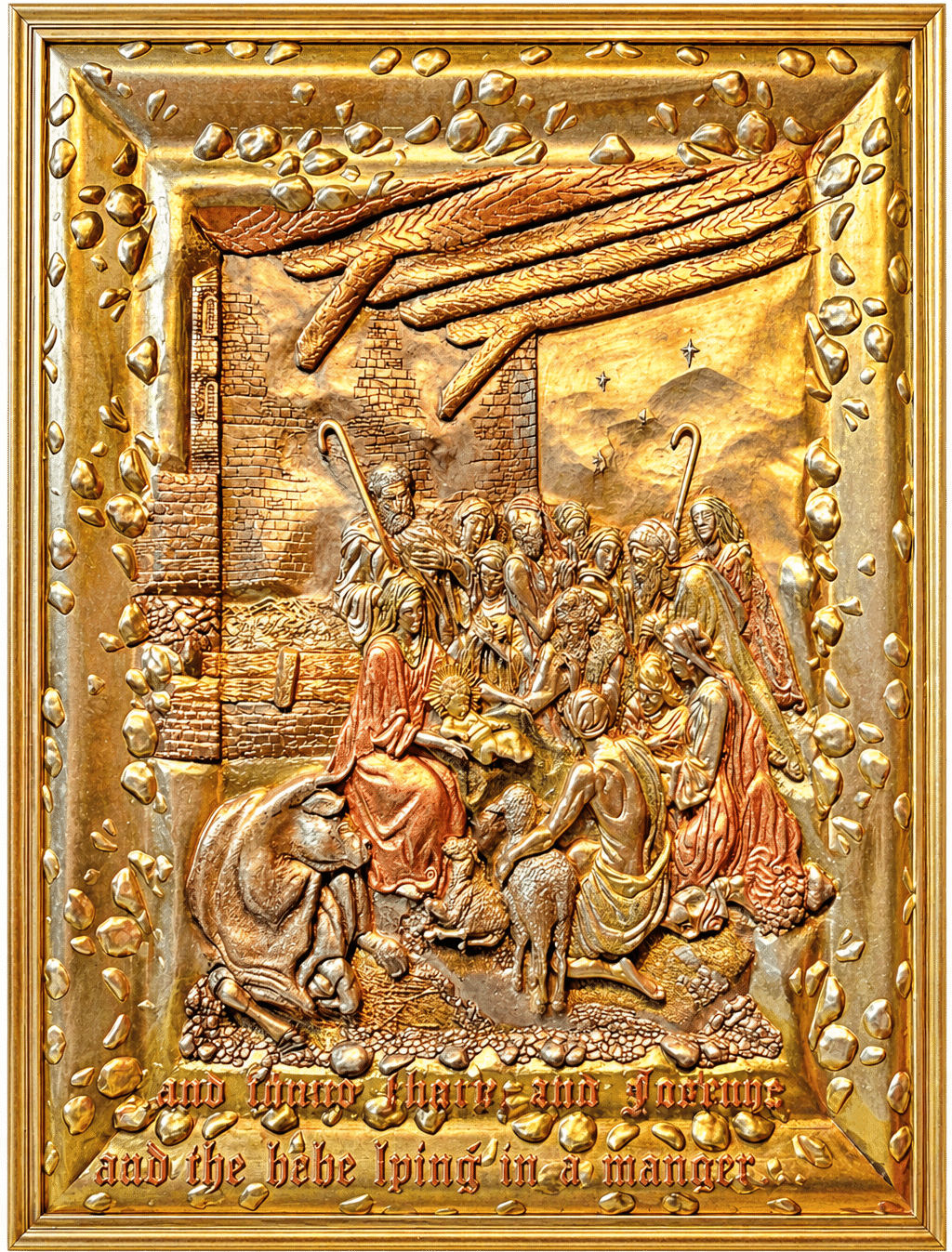The Nativity — Metallic Version by Amnon Moalem, Carved wood and cast-epoxy