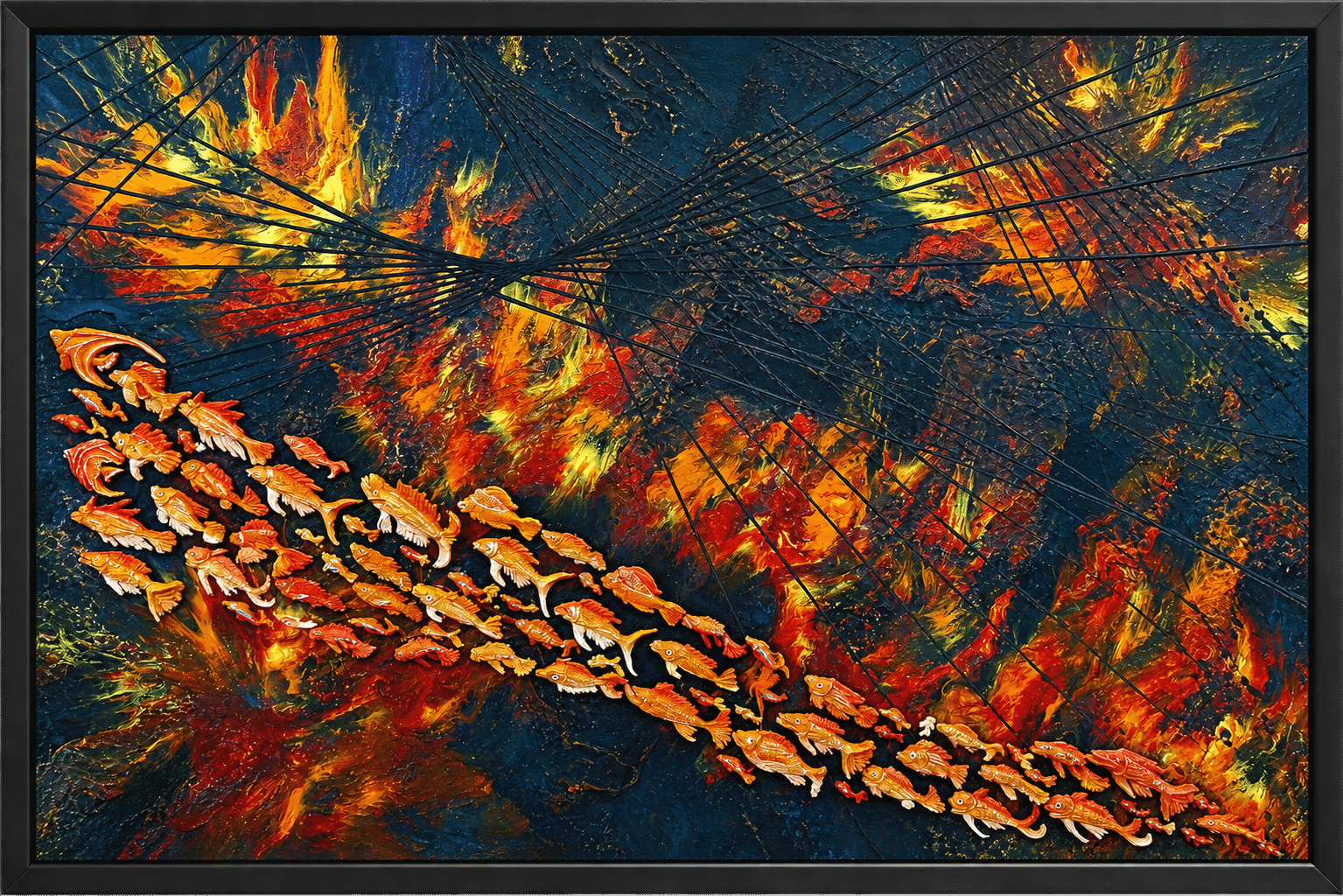 Flaming Path, mixed media artwork by Amnon Moalem