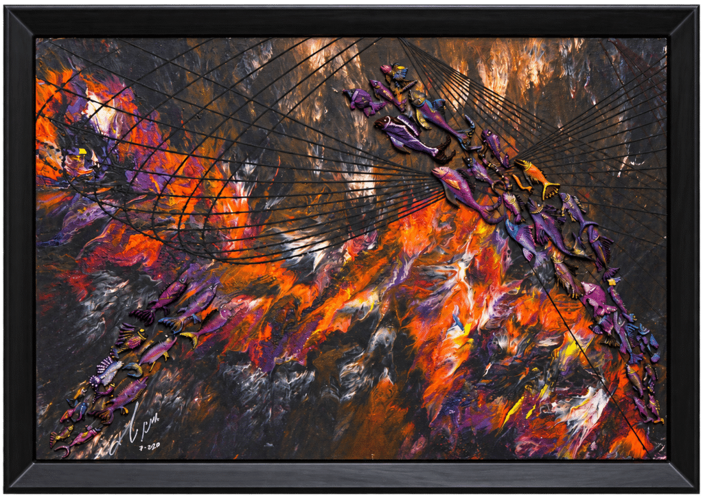 Beyond the Waves of Time, mixed media artwork by Amnon Moalem