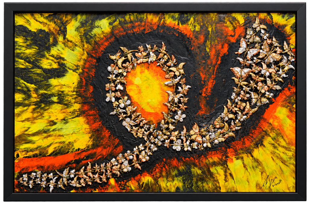 Golden Confusion, mixed media artwork by Amnon Moalem