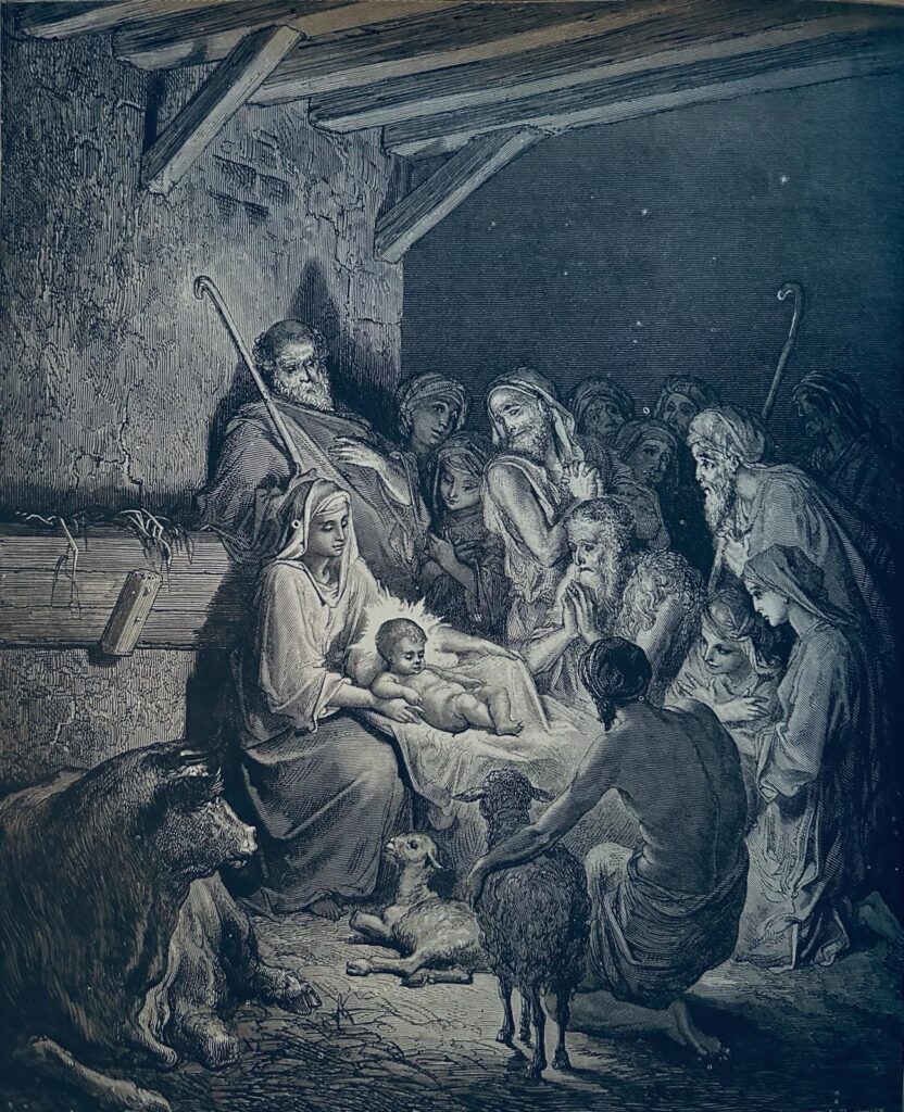 The Nativity, wood engraving by Gustave Doré