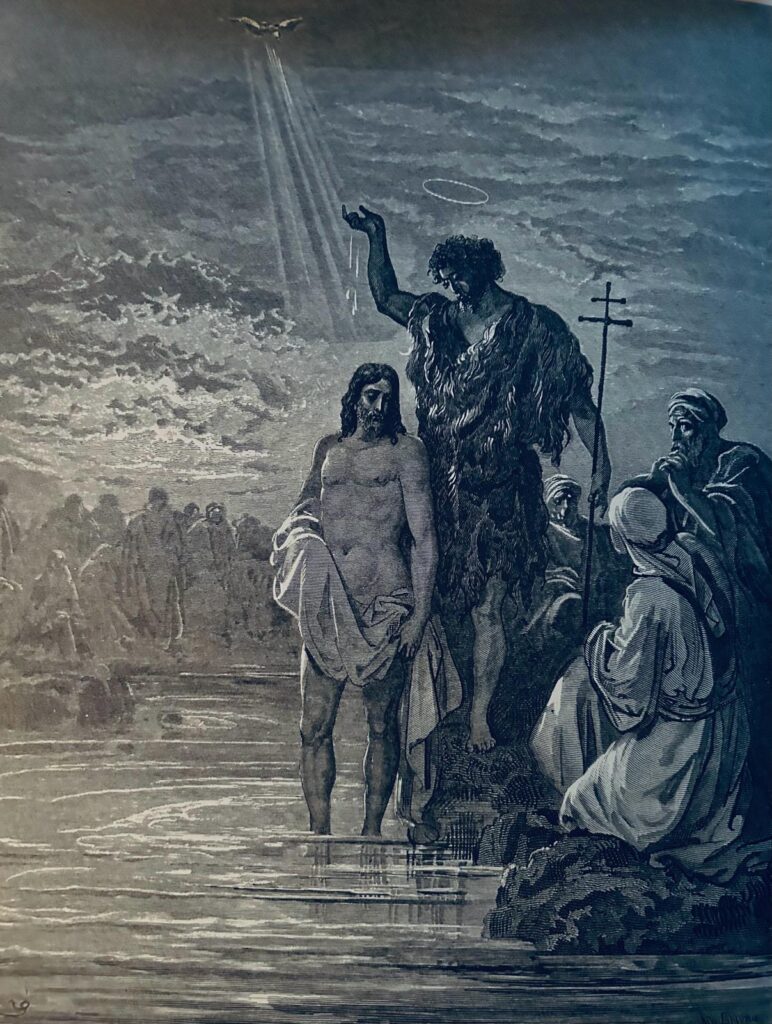 The Baptism of Jesus, wood engraving by Gustave Doré